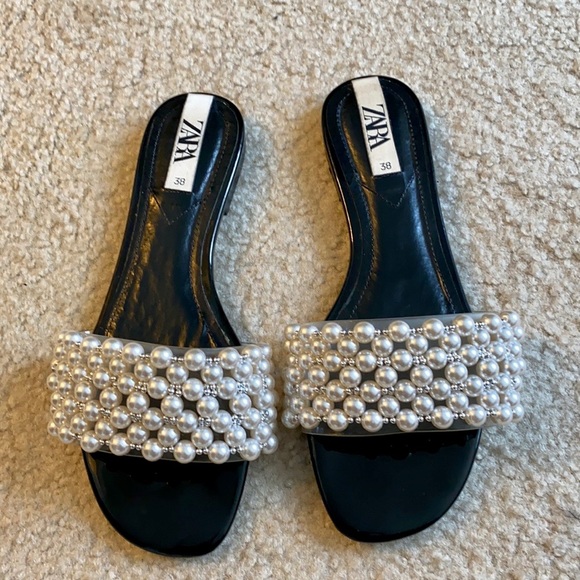 Zara Pearl Flat Slides